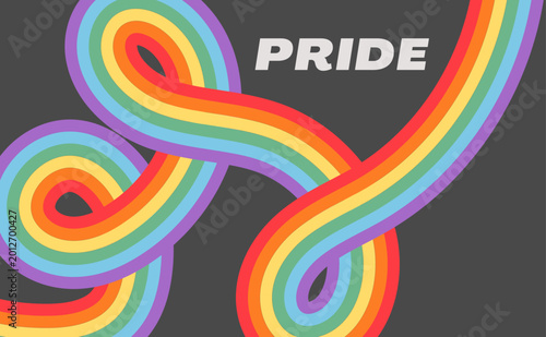 Groovy abstract background with flexible curved rainbow stripes. Retro vector backdrop in 70s hippie style with wavy fluid line. Trendy template for inclusive Pride design banners. Vector illustration
