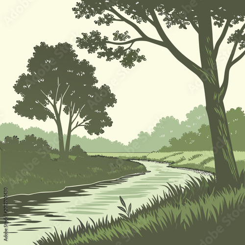 Photos River flowing through lush green forest with trees landscape outdoors environmen