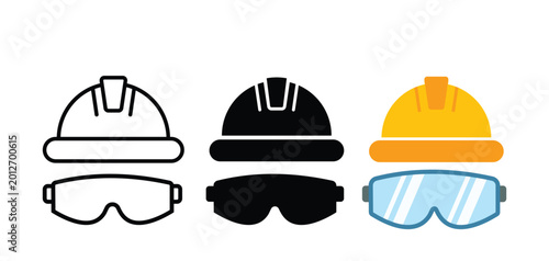 Photos construction helmet and Safety glasses icons