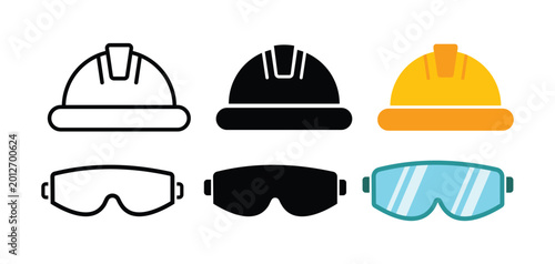 Bild auf Leinwand construction helmet and Safety glasses icons