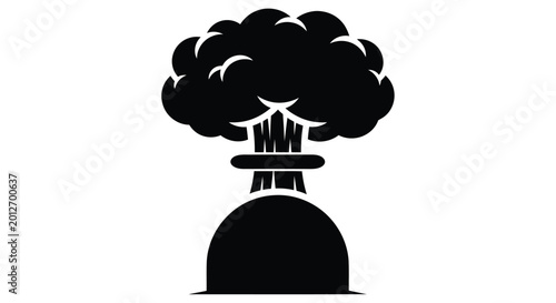 Photos Stylized black and white illustration of a mushroom cloud explosion