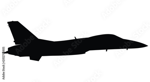 Tableau sur toile Silhouette of a modern fighter jet against a stark white background