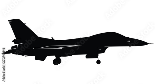 Fotografía Silhouette of a modern fighter jet in flight showcasing its aerodynamic design