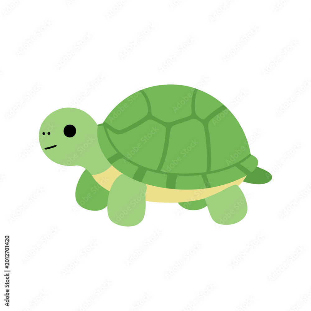 Obraz premium Cartoon turtle with simplistic design is crawling slowly and innocently