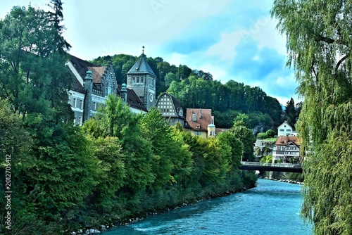 Austria - view on the town Feldkirch and river Ill