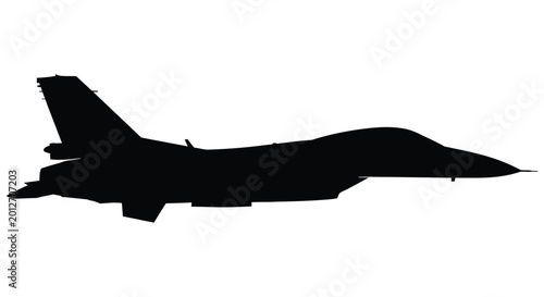 Foto Silhouette of a modern fighter jet in flight against a white background