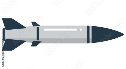Fotografie Simplified illustration of a missile with dark blue fins and a conical nose