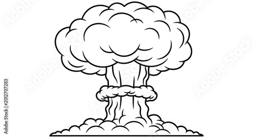 Konstfotografi A black and white cartoon illustration of an atomic mushroom cloud explosion