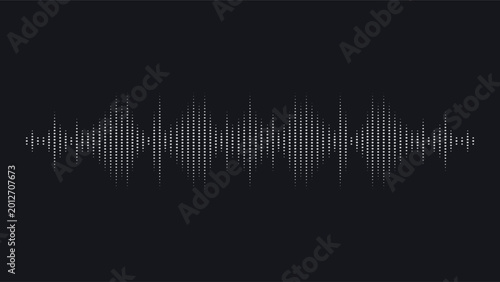Obraz na płótnie Digital audio equalizer or voice recognition waveform icon with dotted line effe