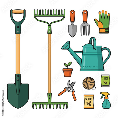 Gardening Tools Flat Design Collection Vector