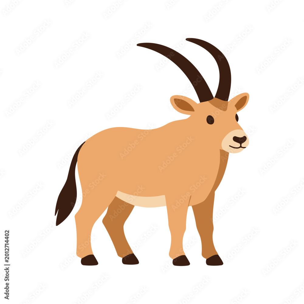 Fototapeta premium Illustration of a single Arabian oryx standing against a white background