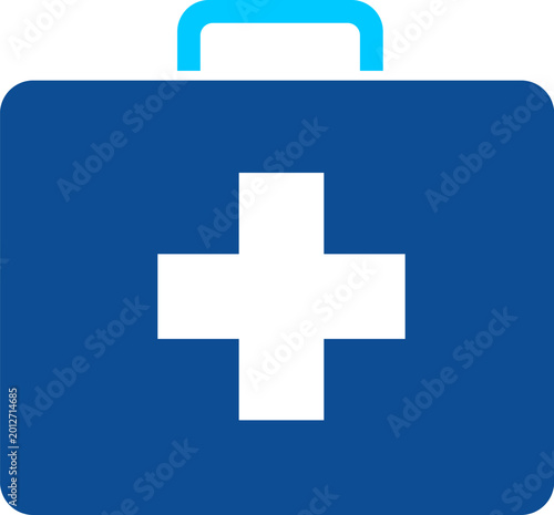 Modern first aid kit icon with medical cross symbol and healthcare emergency equipment design