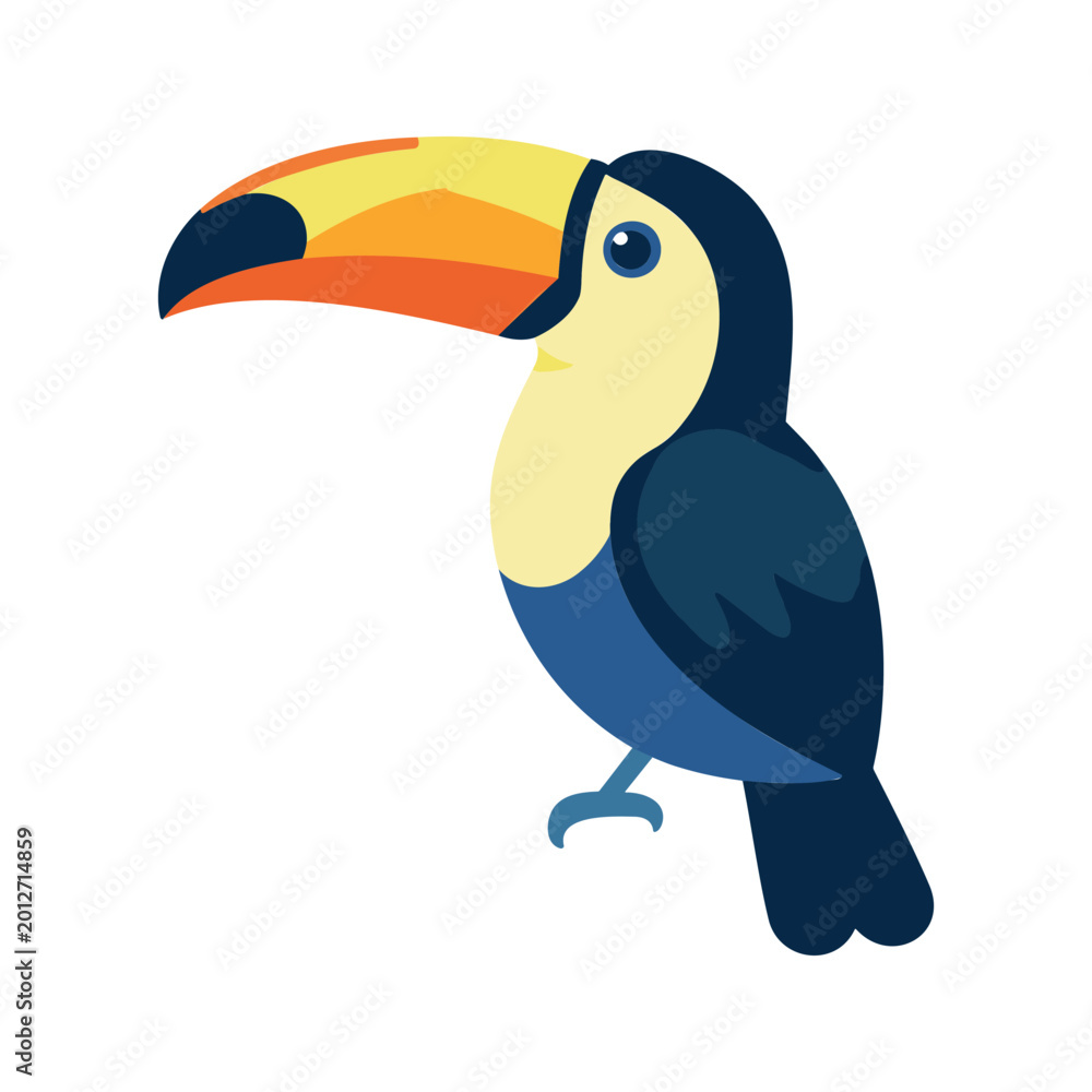 Fototapeta premium Colorful toucan perched with its large beak, creating a vibrant and eye-catching image