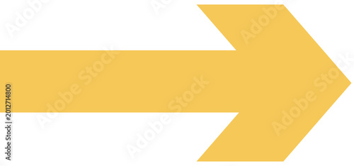 Single yellow arrow pointing right with white background next step flat design forward motion direction progress navigation isolated communication information movement sequence