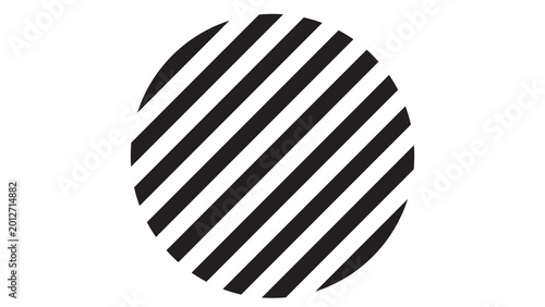 Circle filled with diagonal black and white stripes straight line graphic design stripe pattern diagonal geometric abstract contrast parallel repeated monochrome minimalist straight