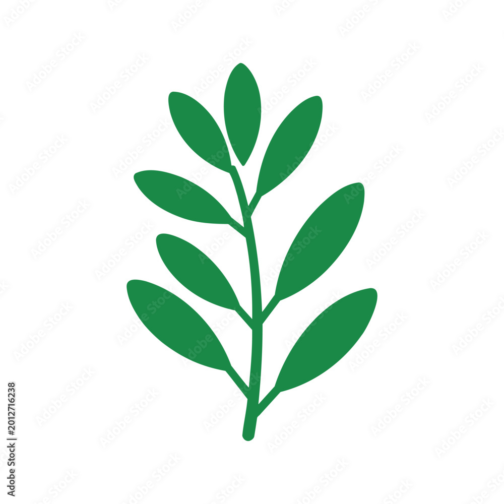 Fototapeta premium Green leafy branch with symmetrical leaf arrangement, ideal for simple botanical design