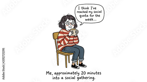 Obraz na plátně Introvert reaching social quota after short time at social gathering seeking solitude