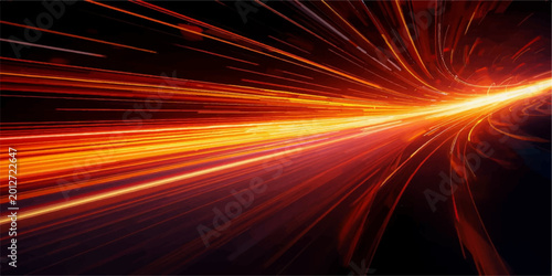Tableau sur toile An abstract fractal burst of red light and glowing motion lines creates a high-s