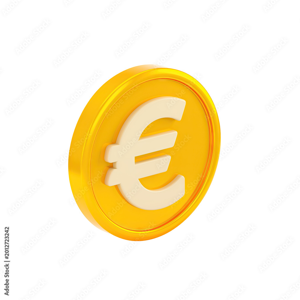 Obraz premium 3D Golden Euro Coin with Cream Symbol