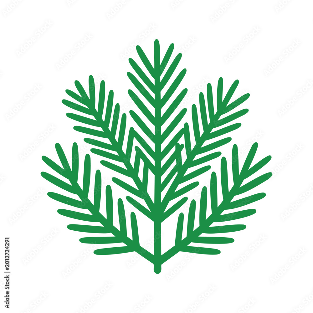 Fototapeta premium Stylized evergreen bough with needles, symbolizing nature, the forest, or holiday greenery