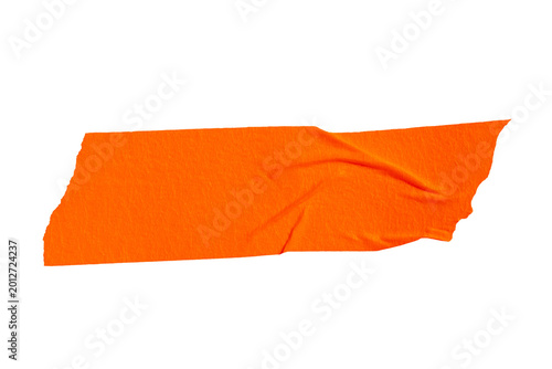 Ripped torn paper adhesive orange masking tape on transparent background