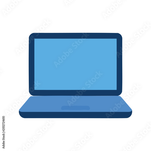 Illustration of a blue laptop with dark blue borders on a white background
