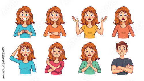 Bild auf Leinwand Facial Expression Spectrum: A vibrant collection showcases diverse emotive states across different faces, offering a rich portrayal of human feeling and experience