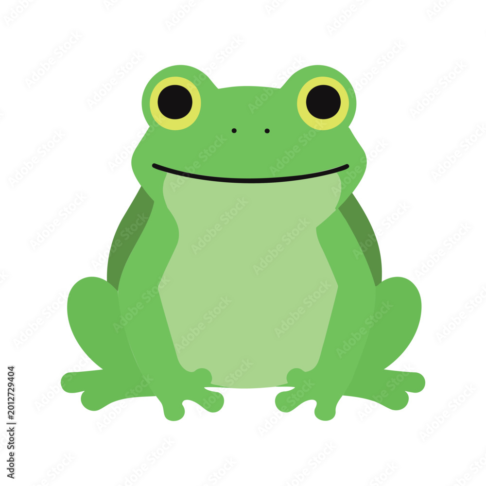 Fototapeta premium This cartoon frog is an amphibian that commonly lives in freshwater environments, and it has webbed feet for swimming efficiently.