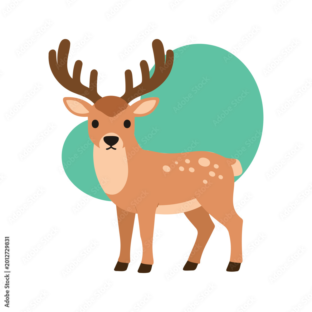 Obraz premium Cute deer with antlers stands gracefully in a whimsical forest background
