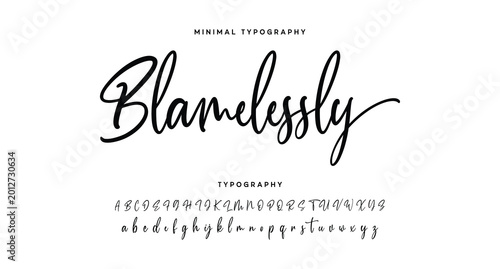 signature Font Calligraphy Logotype Script Brush Font Type Font lettering handwritten. Minimal modern urban fonts for logo, brand etc. Typography typeface uppercase lowercase and number. vector