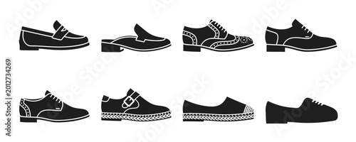 Foto 8 Men Shoes silhouette icons loafers oxfords brogues, solid black style, fashion