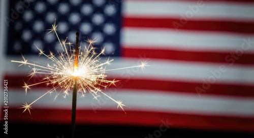 American independence day sparkler celebration with usa flag background