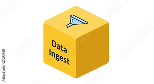 Tableau sur toile A yellow cube with data ingest text.
