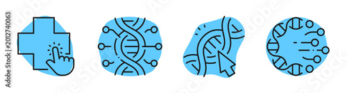 Bild auf Leinwand Dna helix icons indicating interaction and medical touch interface
