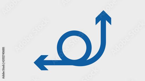 Free Download Blue continuous stroke arrow with circular pivot – Ideal for innovation strategy, change management, or dynamic growth trajectories. - GFXLoad