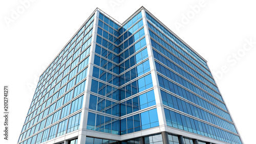 Modern Glass Office Building Skyscraper Isolated on White Background