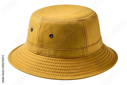 Modern Mustard Yellow Cotton Bucket Hat Isolated on White Background
