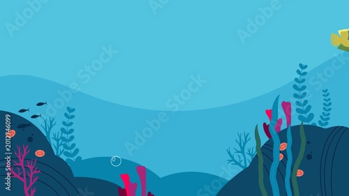 World Oceans Day animated background with fish