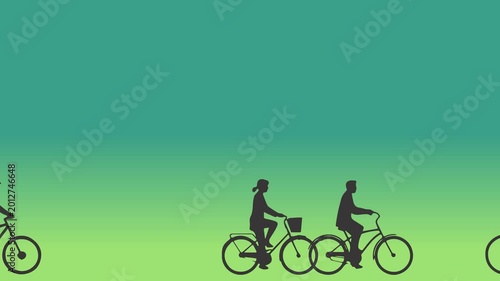 animated silhouette of a person cycling with a green background