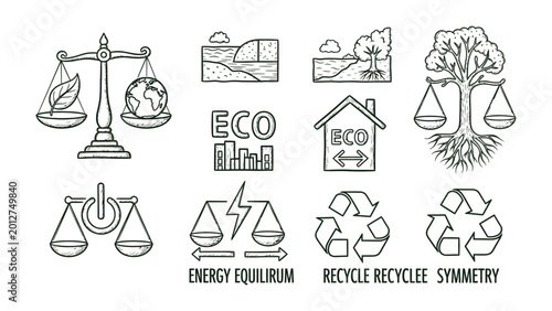 Photos Eco-Conscious Elements: A compilation of eco-centric illustrations highlighting the balance and harmony of nature