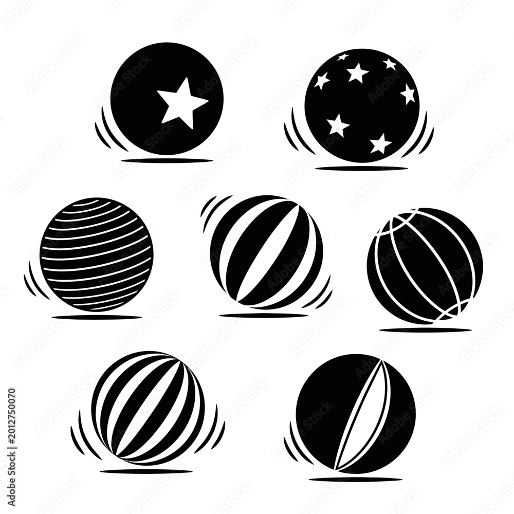 Obraz premium Set of Black and White Balls with Different Patterns