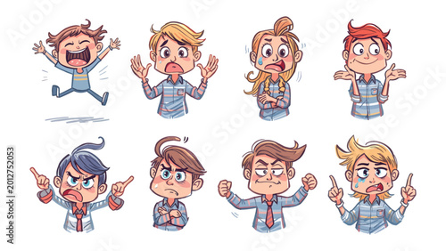 Foto Faces of Emotion: A collection of expressive cartoon faces, each conveying a unique emotion