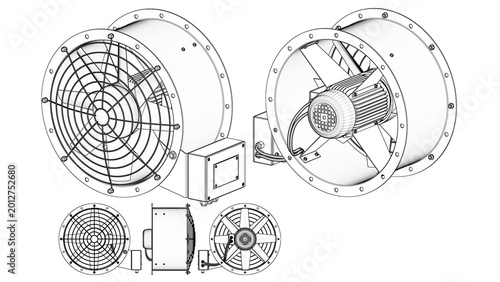 Bild auf Leinwand Industrial Fan - drawing blueprint