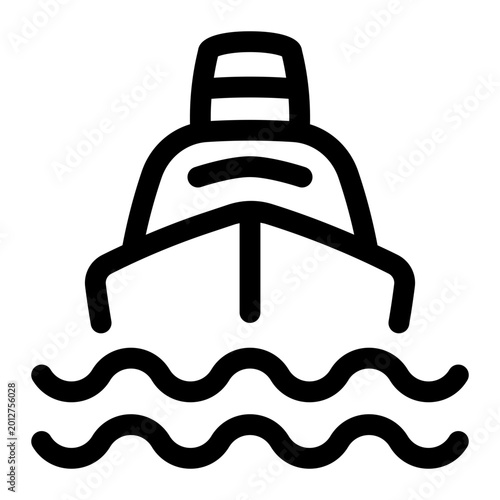 Cruise ship outline icon, vessel maritime, travel ocean, boat navigation, symbol transport, luxury vacation