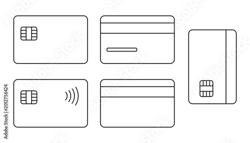 Tableau sur toile Silhouette of various credit card designs