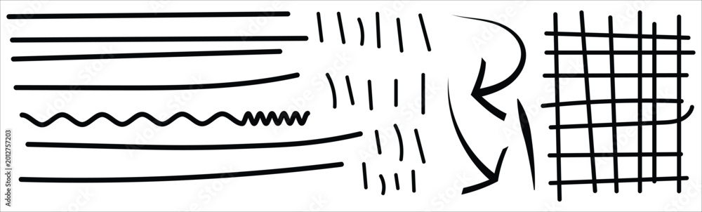 Fototapeta premium Hand drawn lines and strokes vector set