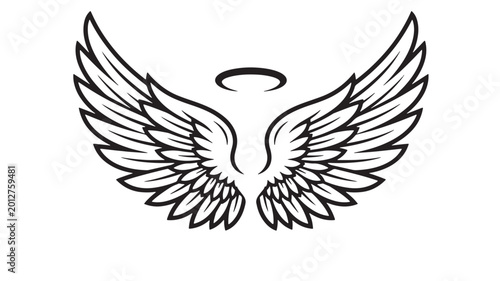 Photos Wings angelic with halo symbolizing purity and divinity featuring angel, religio