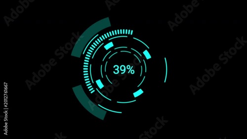 Futuristic Loading Data HUD Display. High-fidelity interface with moving graphs and sliders. Professional overlay for VFX.