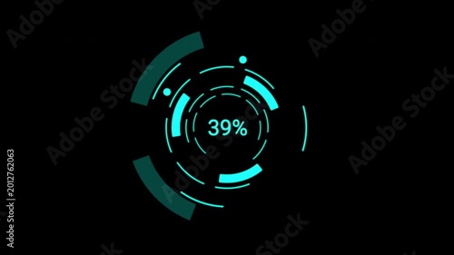 Versatile Loading Data HUD Display module. Rotating digital telemetry and moving graphs. Premium VFX asset for futuristic tech visuals.