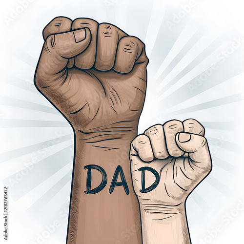Father and Child Fists: Symbol of Love, Strength & Unity on transparent background